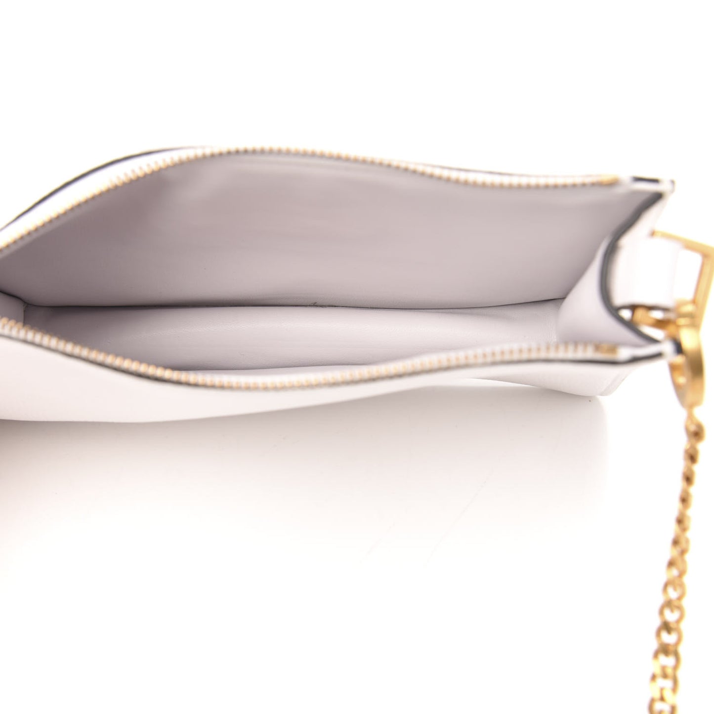 Grainy Calfskin VSling Pouch With Strap Optic White