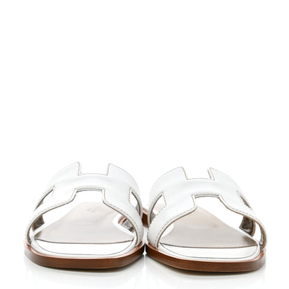 Hermes Box Calfskin Oran Sandals 35 White 2 of 9