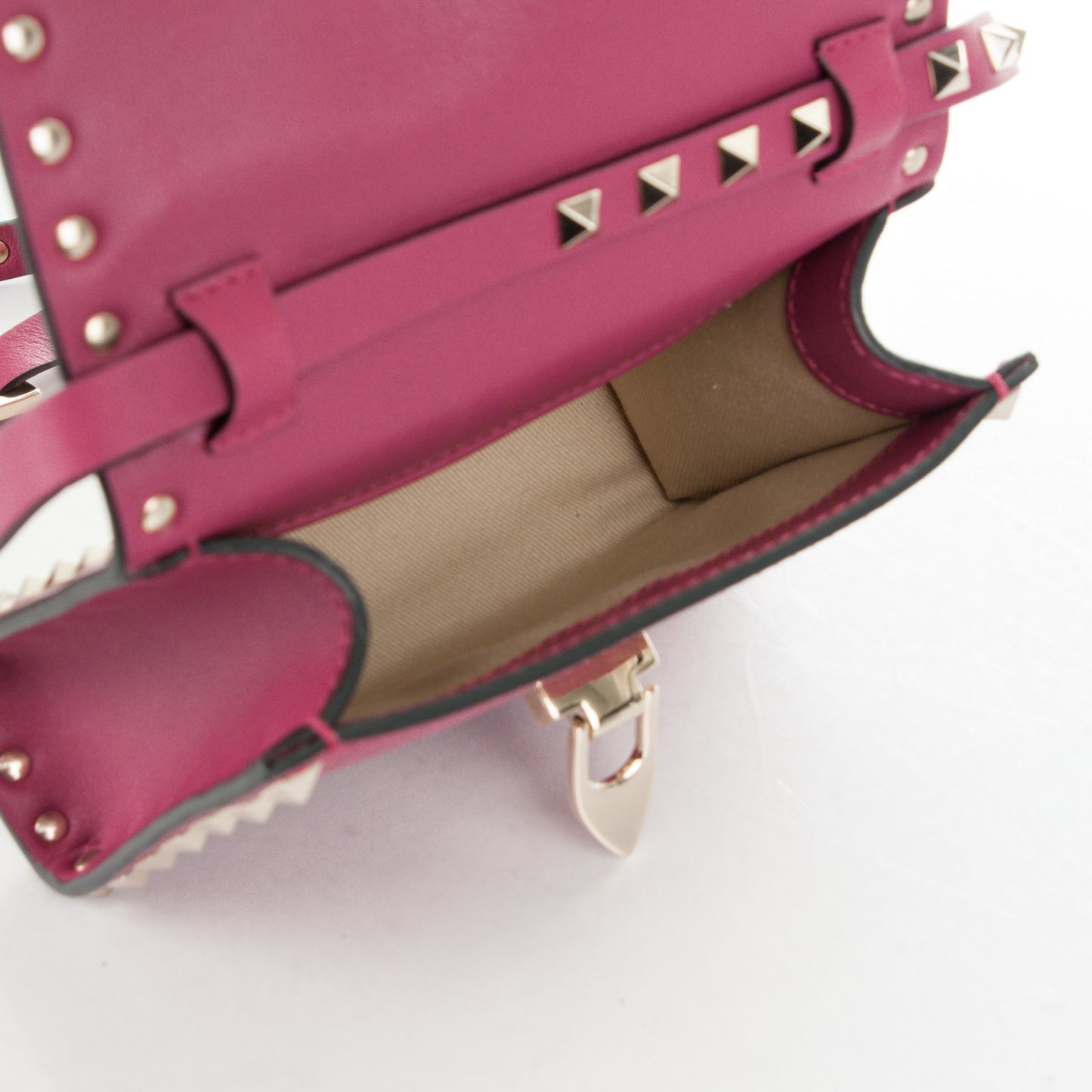 Vitello Mini Rockstud Flip Lock Crossbody Bag Deep Cyclamin