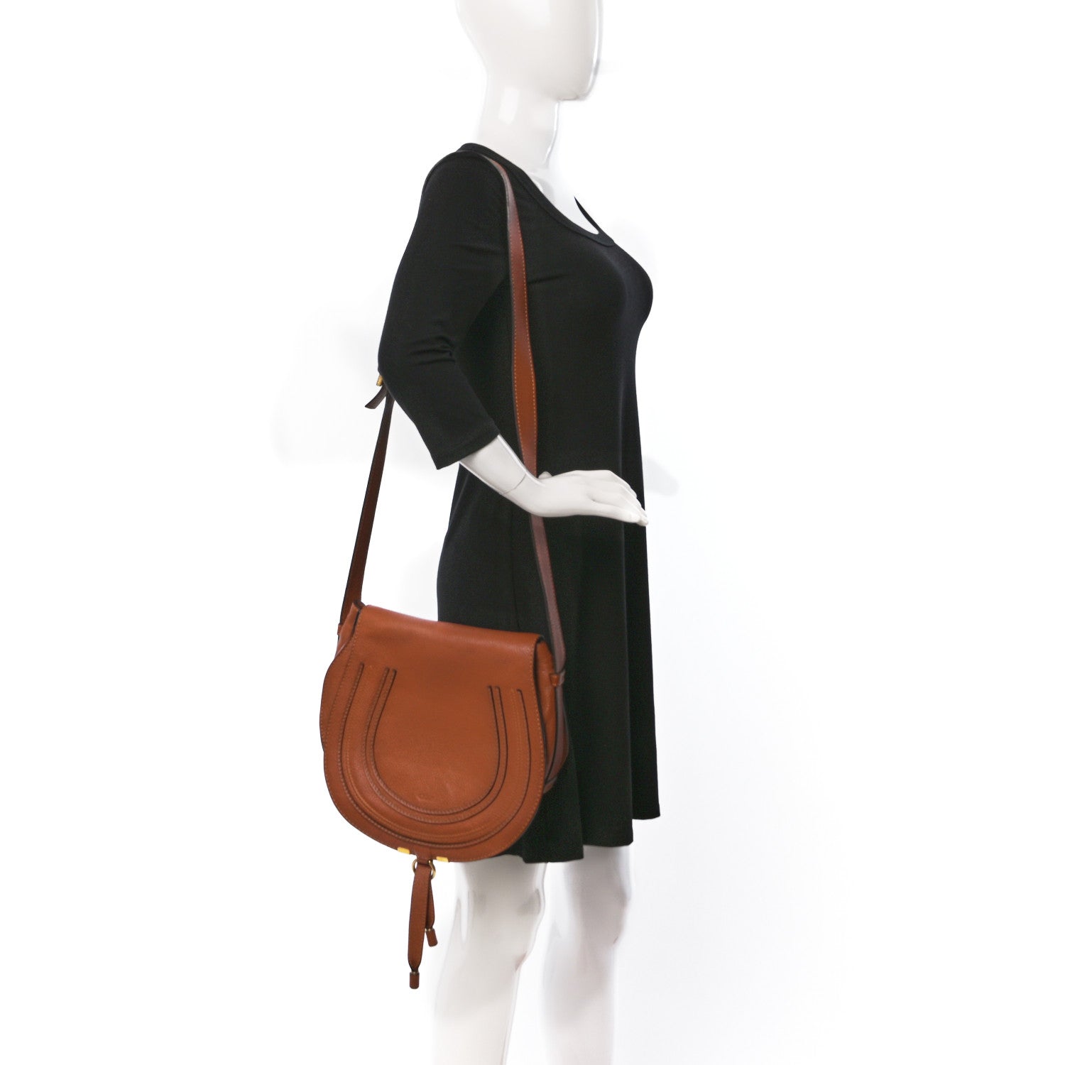 Chloe Calfskin Medium Marcie Round Crossbody Bag Tan 2 of 11