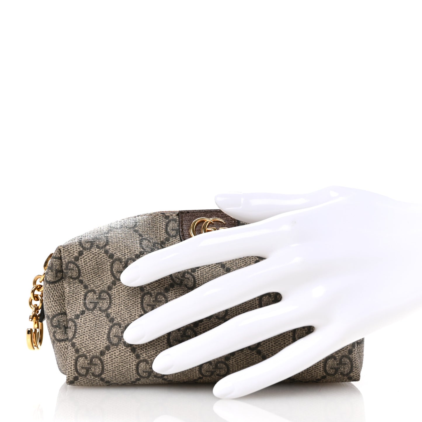 Soft GG Supreme Monogram Calfskin Small Ophidia Cosmetic Case Beige Ebony New Acero