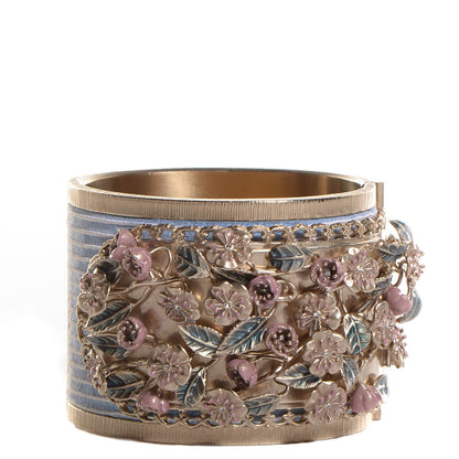 Chanel Brass Flower Cuff Light Blue 1 of 5