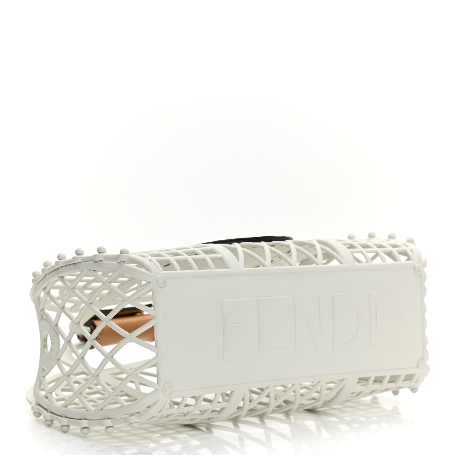 Fendi Recycled Plastic Vitello Liberty Matte Small Fendi Basket White Ice Miele Scuro 10 of 11