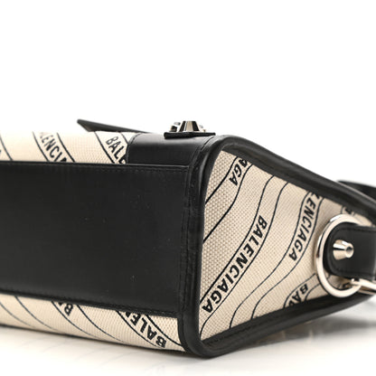 Balenciaga Canvas Satin Calfskin Diagonal Allover Logo Print Classic Silver Hardware Mini City Natural Black 10 of 10