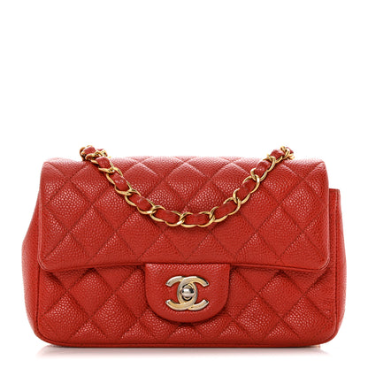 Chanel Pearly Caviar Quilted Mini Rectangular Flap Orange 1 of 12