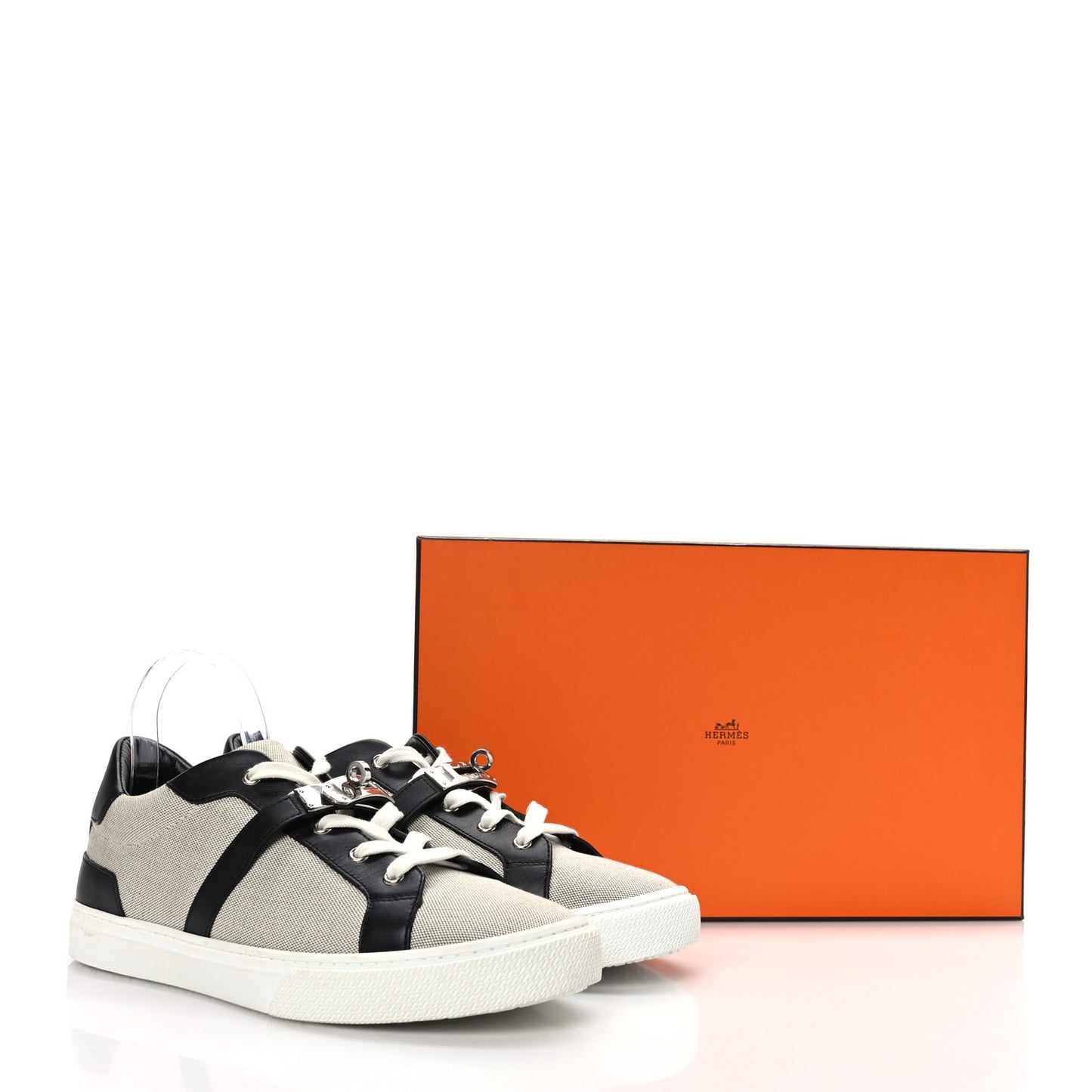 Calfskin Canvas Day Sneakers 41.5 Black White