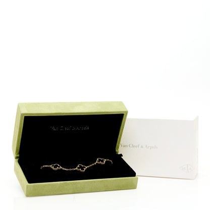 Van Cleef & Arpels 18K Yellow Gold Black Onyx 5 Motifs Vintage Alhambra Bracelet 5 of 5