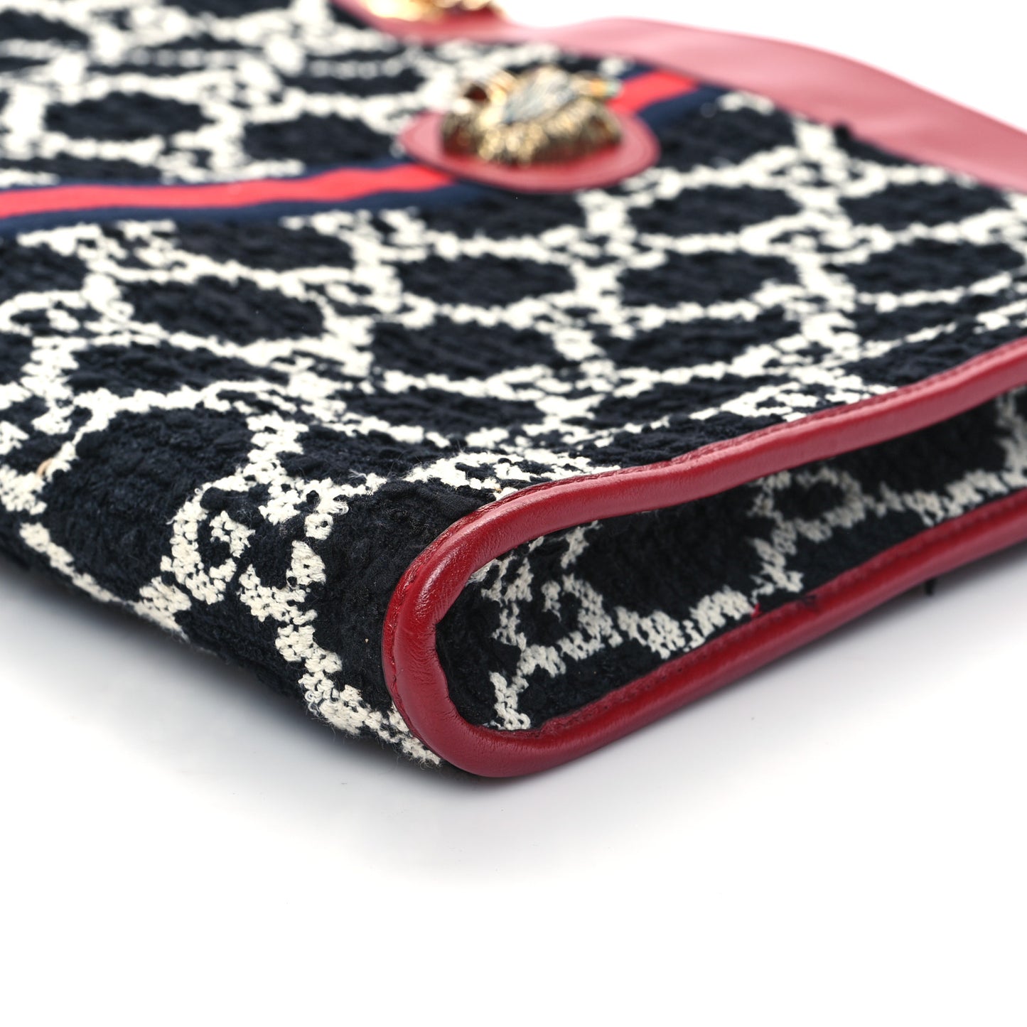 Tweed GG Monogram Large Rajah Chain Tote Romantic Cherry Black White