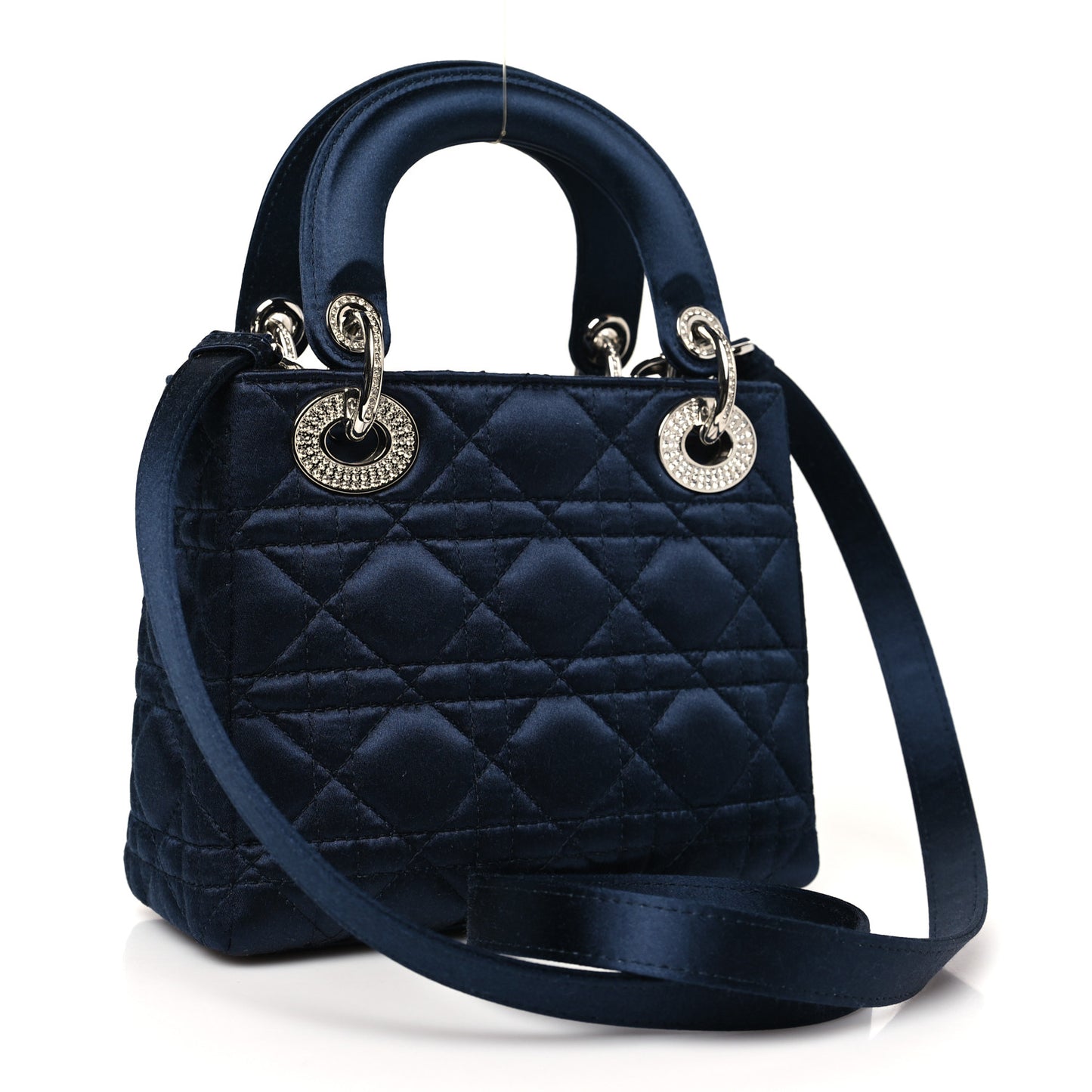 Satin Crystal Cannage Mini Lady Dior Navy
