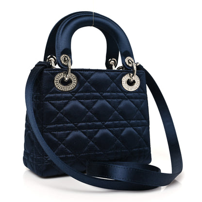 Christian Dior Satin Crystal Cannage Mini Lady Dior Navy 3 of 10
