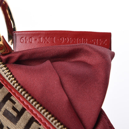 Fendi Zucchino Cuoio Chef Pocket Shoulder Bag Mogano Panna Rosso 7 of 11