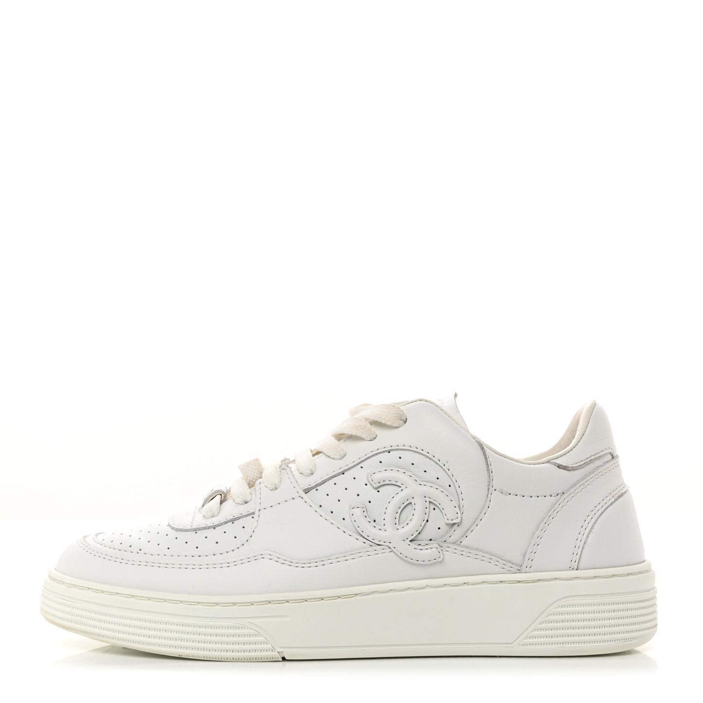Calfskin CC Womens Sneakers 36.5 White