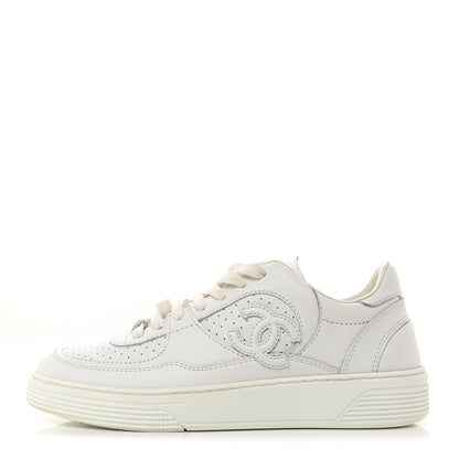 Chanel Calfskin CC Womens Sneakers 36.5 White 1 of 9