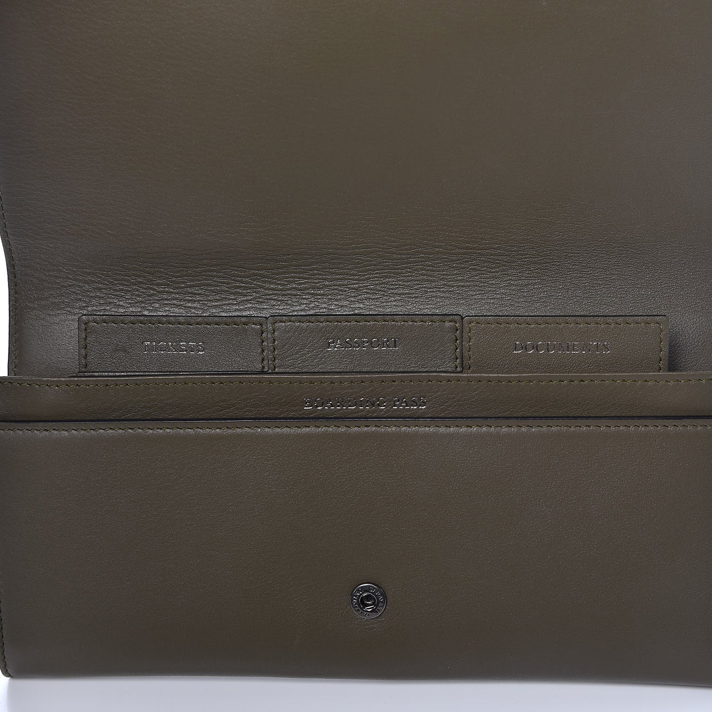 Calfskin Rockstud Travel Wallet Army Green