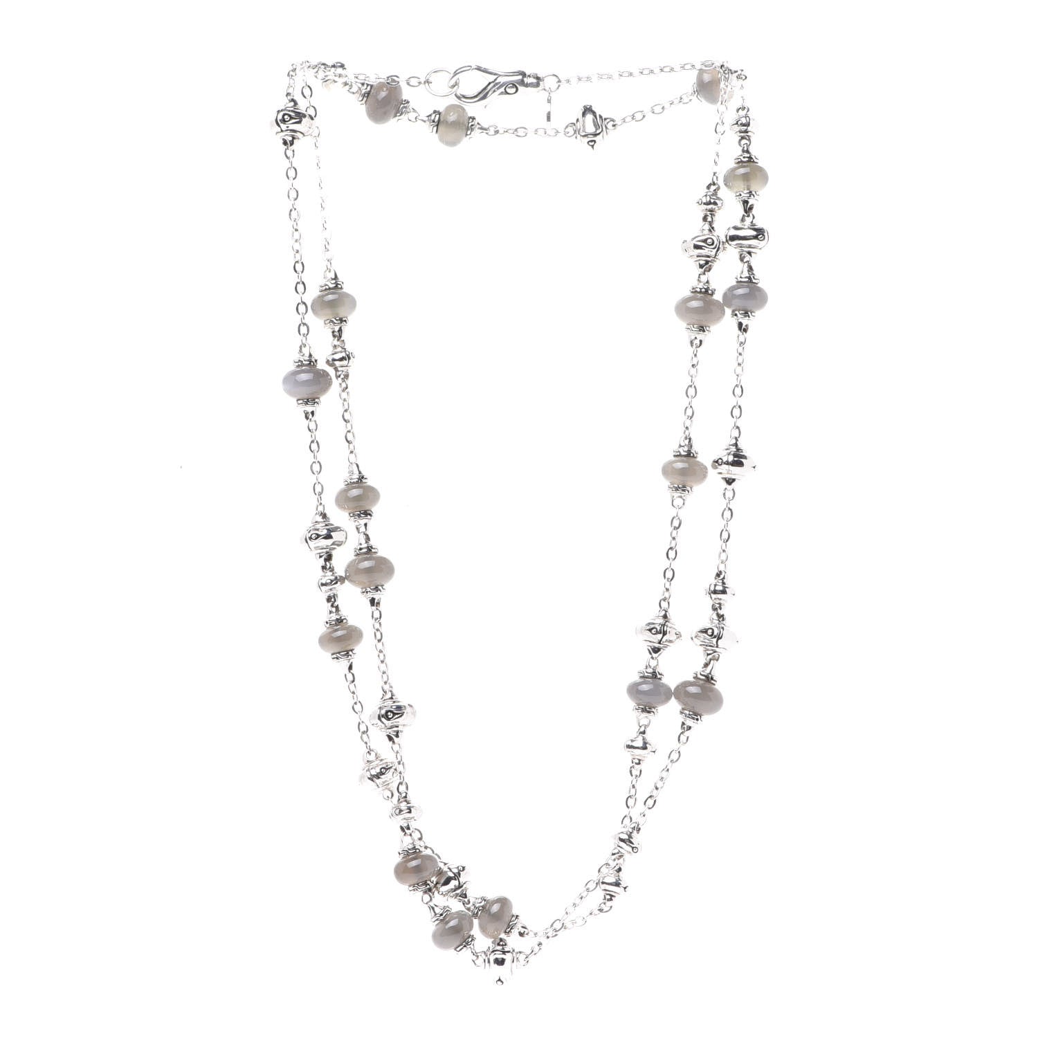John Hardy Sterling Silver Moonstone Bamboo Sautoir Station Necklace 3 of 4