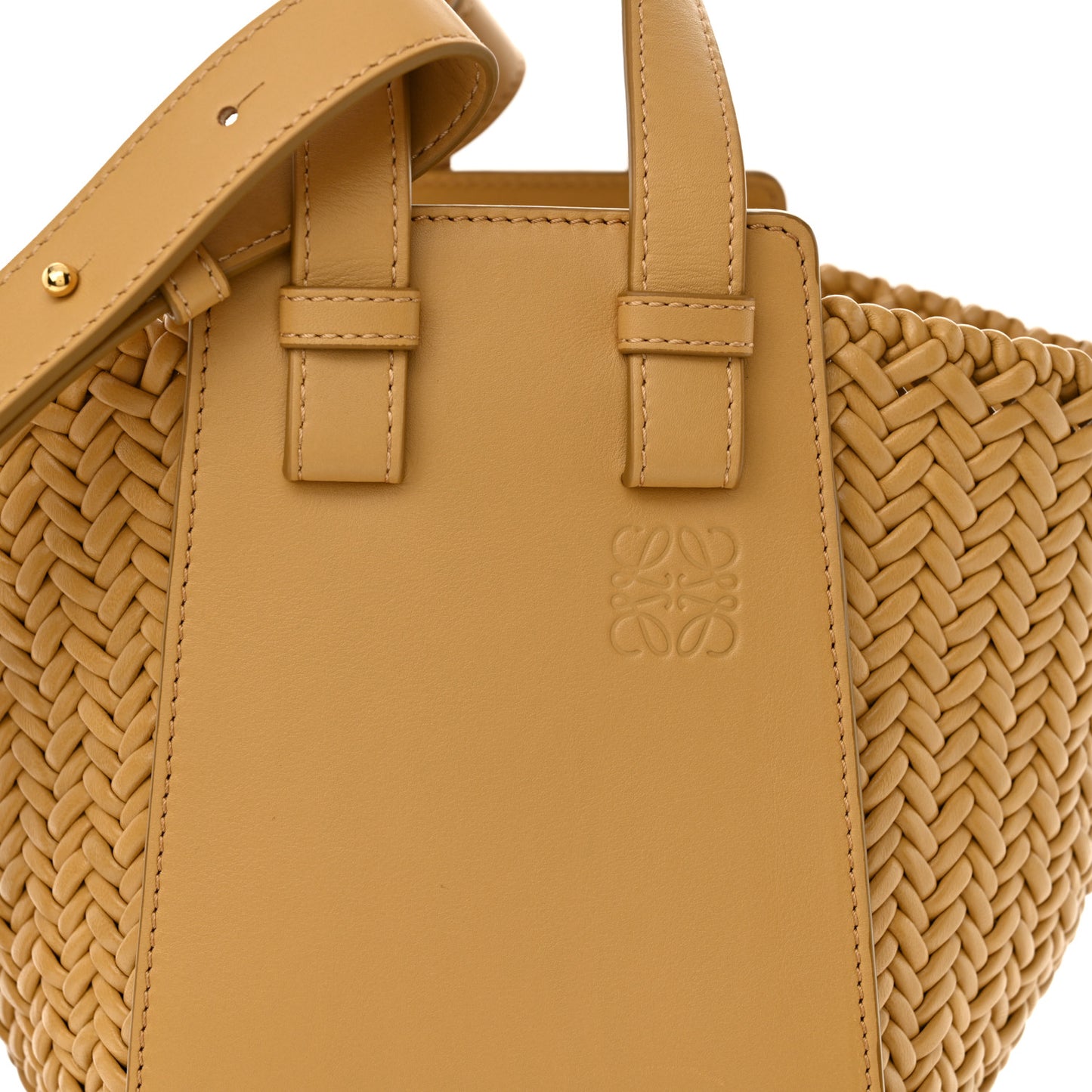 Calfskin Woven Compact Hammock Shoulder Bag  Sahara