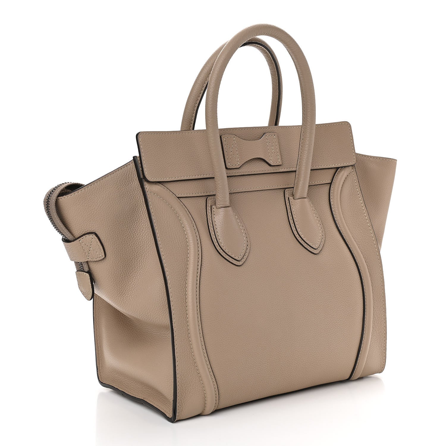 Celine Drummed Calfskin Mini Luggage Dune 2 of 10