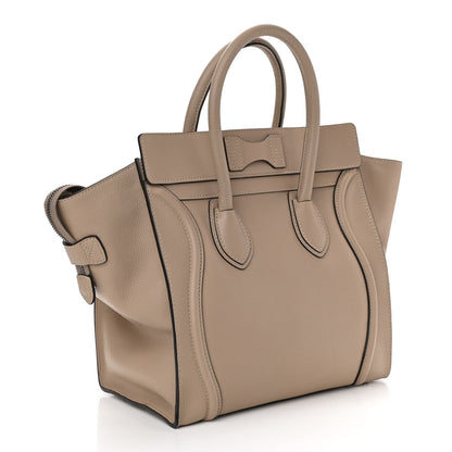 Celine Drummed Calfskin Mini Luggage Dune 2 of 10