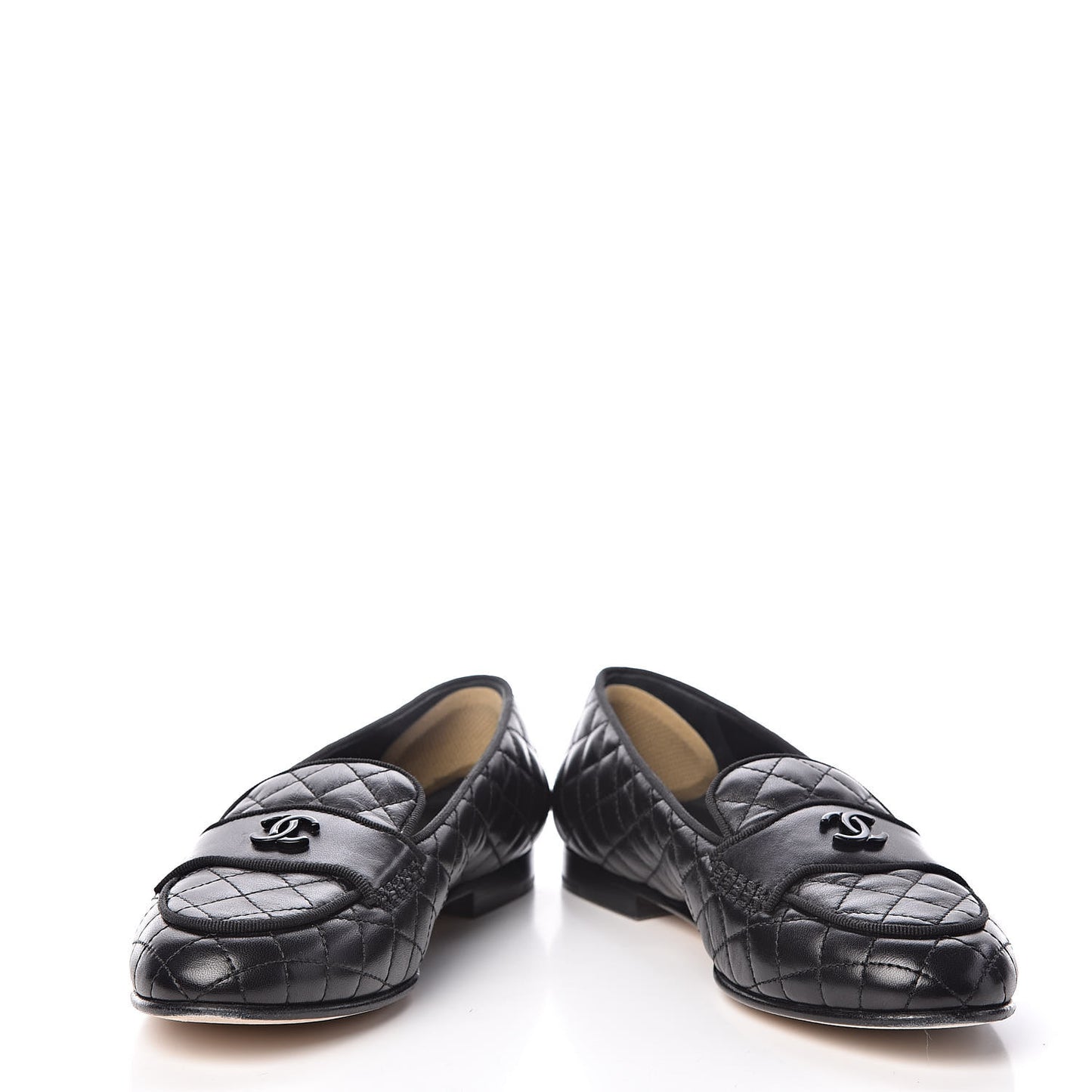 Lambskin Quilted CC Loafers 37.5 Black