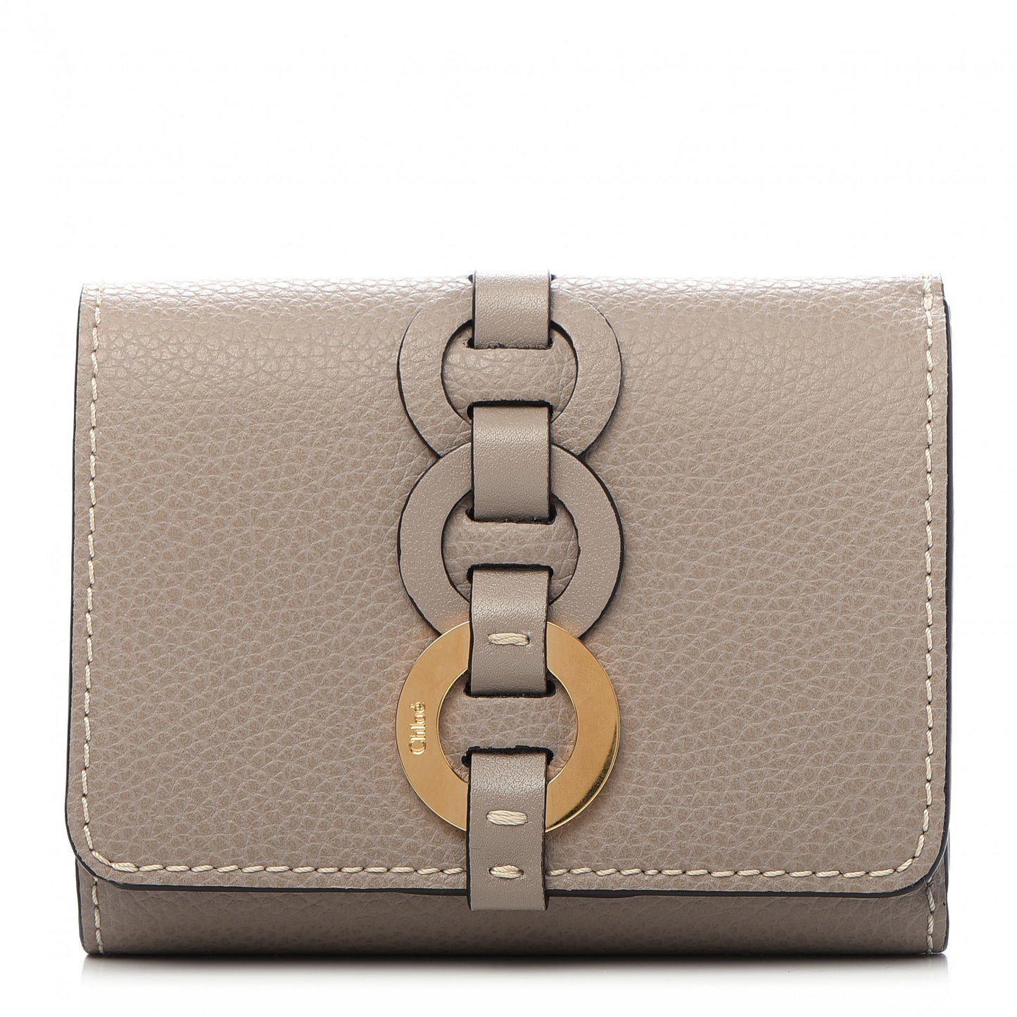 Grained Calfskin Small Darryl Trifold Wallet Motty Grey