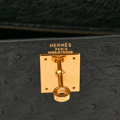 Hermes Ostrich Kelly Sellier 28 Black 6 of 18