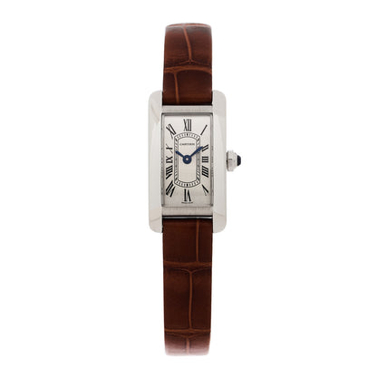 Cartier Stainless Steel Alligator 15mm Tank Americaine Quartz Watch Brown 1 of 5