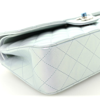 Chanel Iridescent Calfskin Quilted Medium Double Flap Light Blue 9 of 11