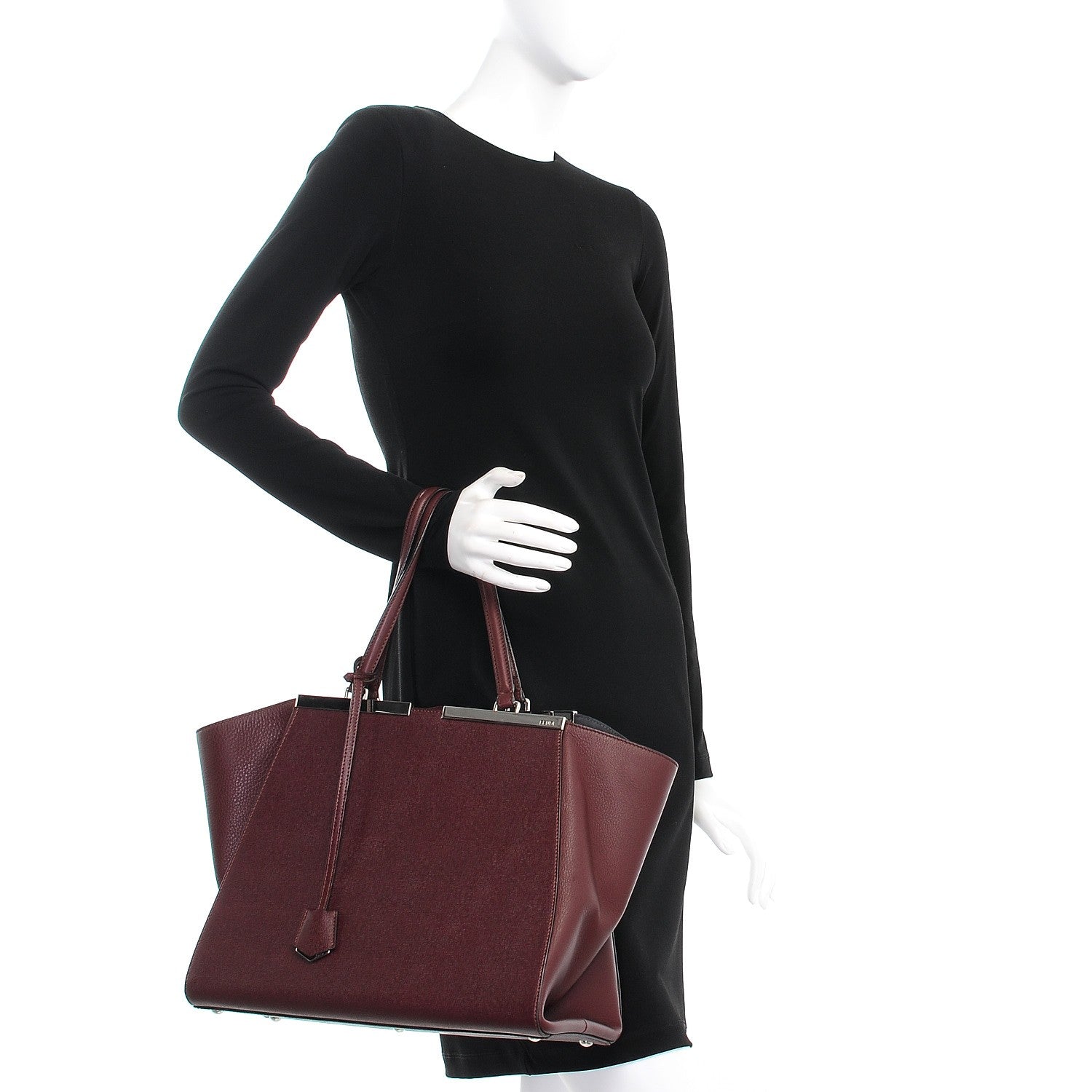 Fendi Vitello Elite Flamingo Large 3Jours Tote Bordeaux 2 of 7
