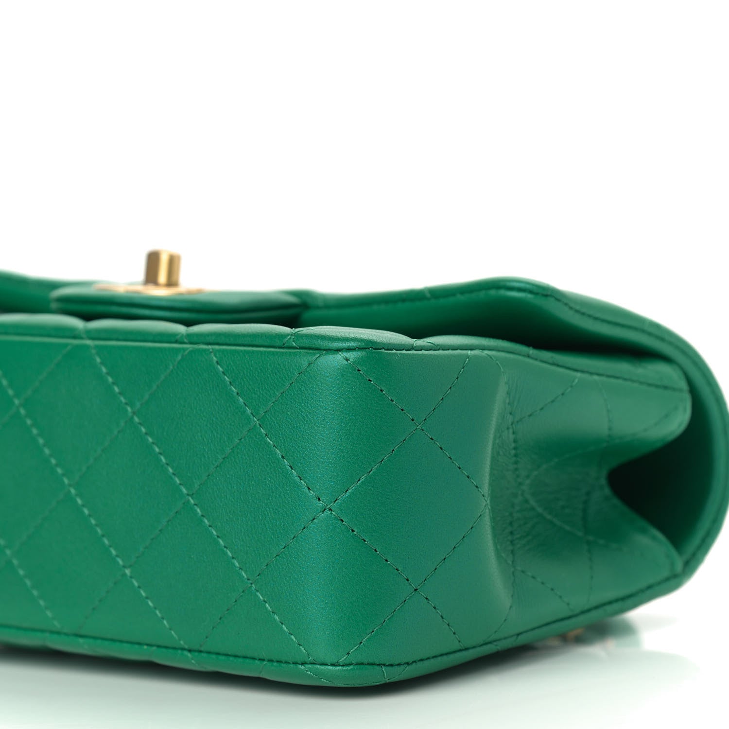 Chanel Iridescent Lambskin Quilted Mini Top Handle Rectangular Flap Green 9 of 9