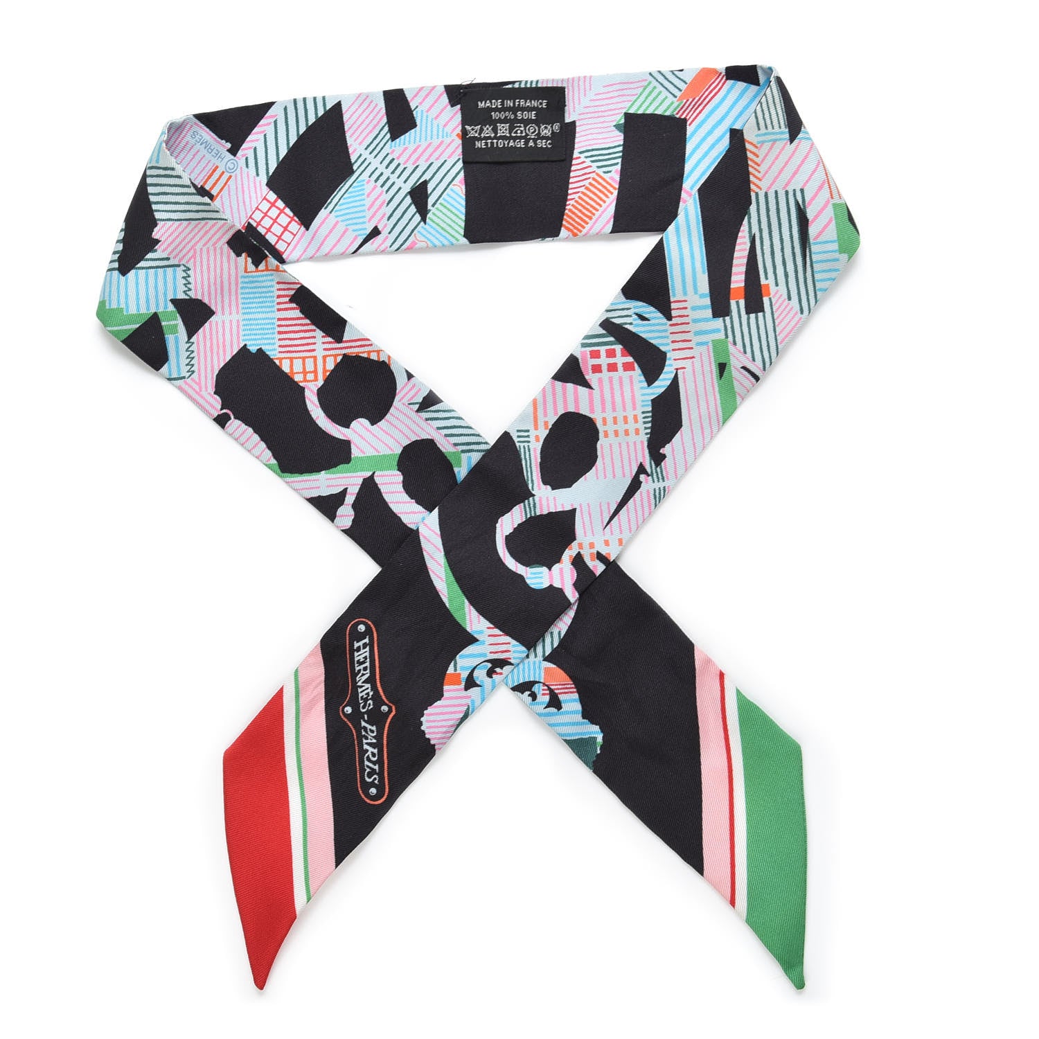 Hermes Silk Cavalcadour Morning Twilly Black Rouge Vert 1 of 3