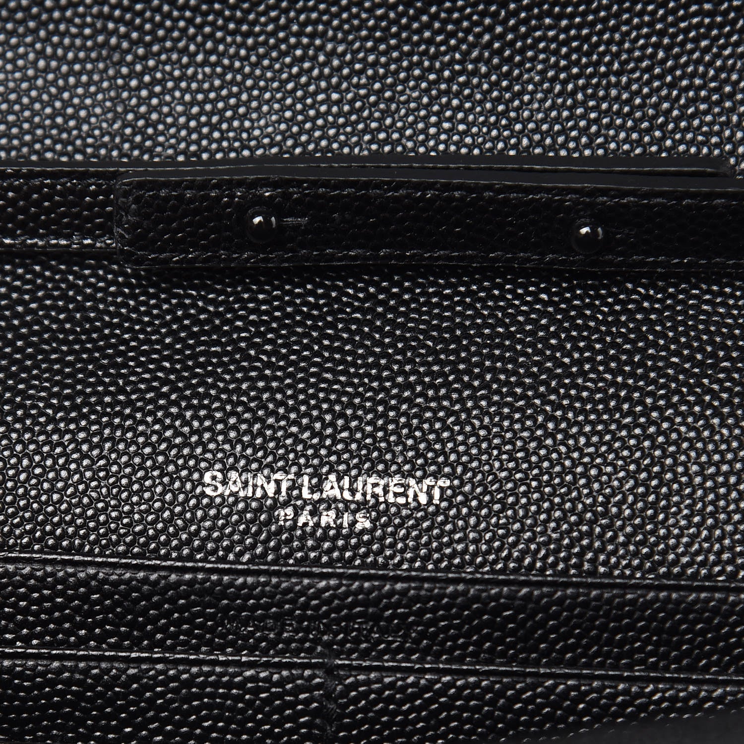 Saint Laurent Grain De Poudre Matelasse Chevron Monogram Chain Wallet Black 6 of 10