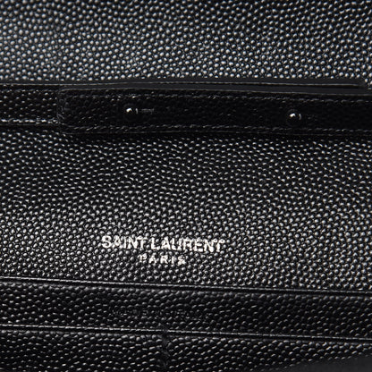Saint Laurent Grain De Poudre Matelasse Chevron Monogram Chain Wallet Black 6 of 10