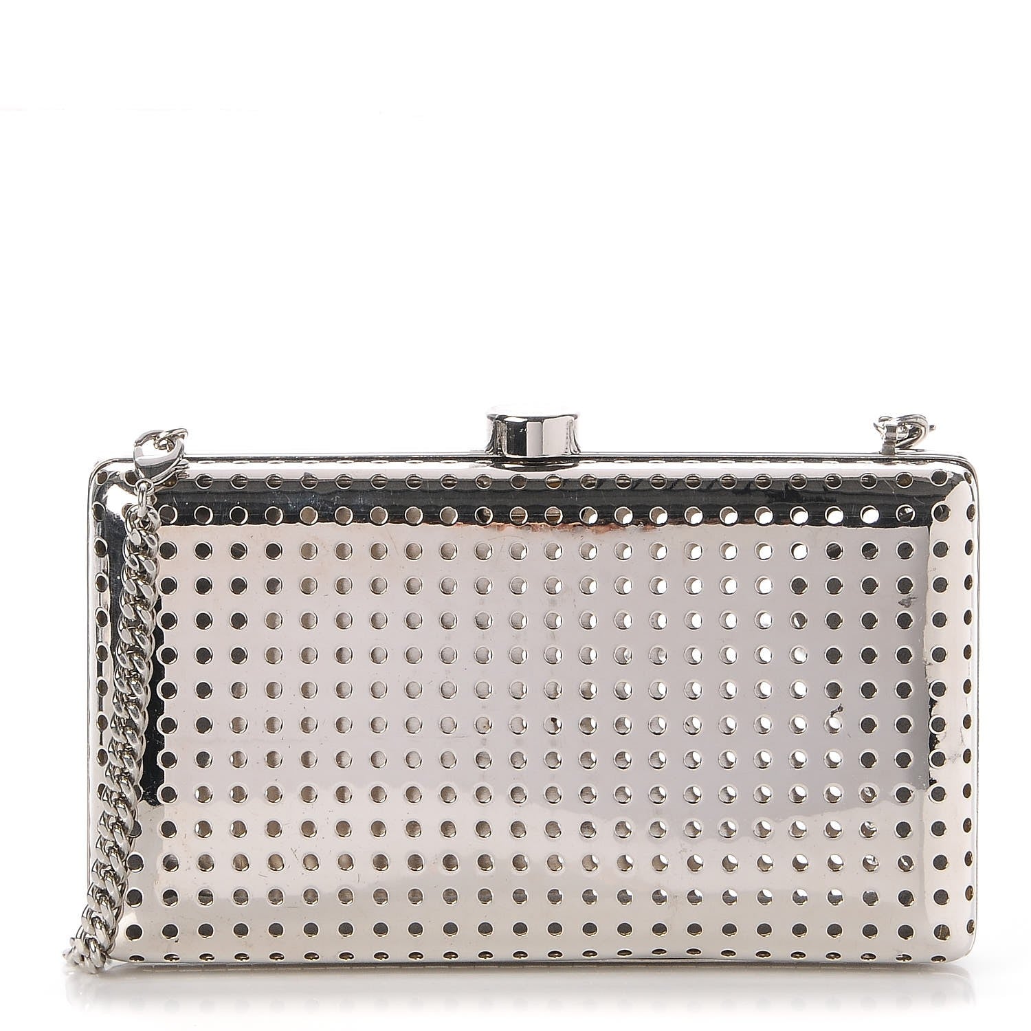 Stella McCartney Metal Perforated Kasia Crossbody Clutch Bag Silver 1 of 8