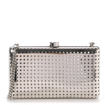 Stella McCartney Metal Perforated Kasia Crossbody Clutch Bag Silver 1 of 8