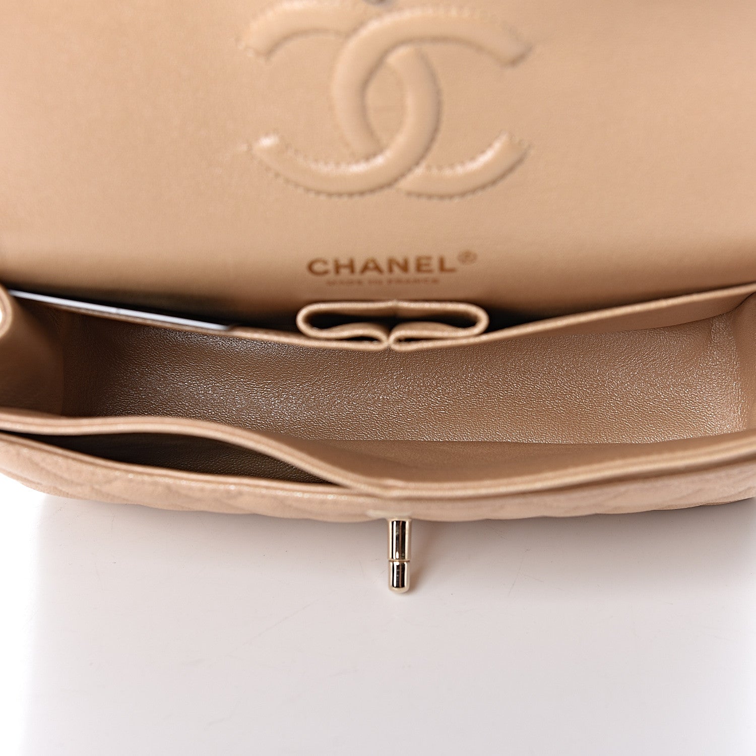 Chanel Iridescent Caviar Quilted Small Double Flap Beige 5 of 10