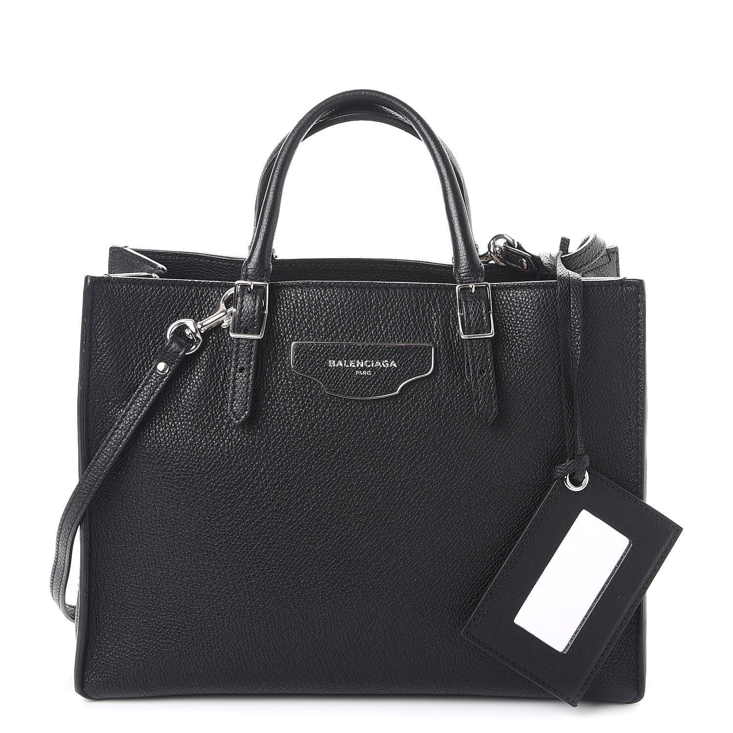 Balenciaga Grained Calfskin Plate Hardware Papier A6 Zip Around Tote Black 1 of 9