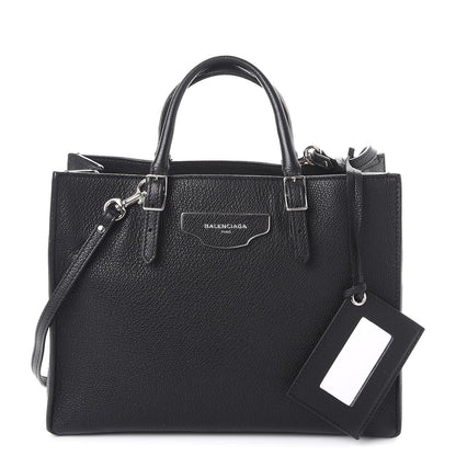 Balenciaga Grained Calfskin Plate Hardware Papier A6 Zip Around Tote Black 1 of 9