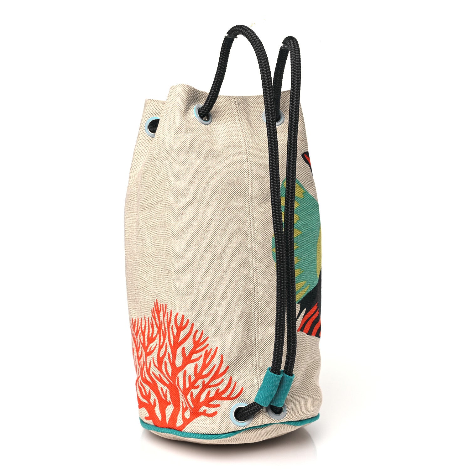 Hermes Toile H Canvas Under The Waves Drawstring Duffle Bag 3 of 10