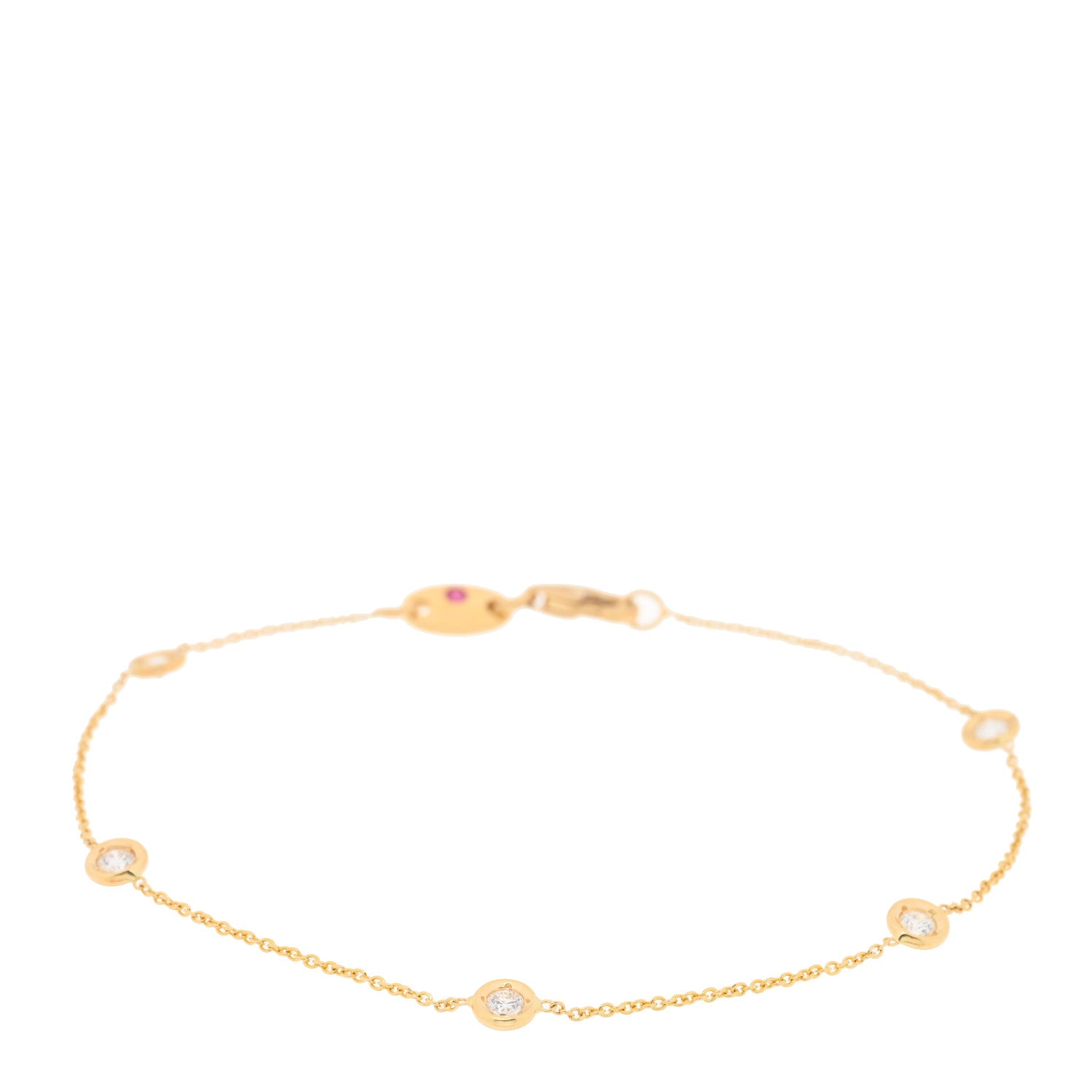 Roberto Coin ROBERTO COIN 18K Yellow Gold Diamond By the Inch Five Station Bracelet 1 of 3