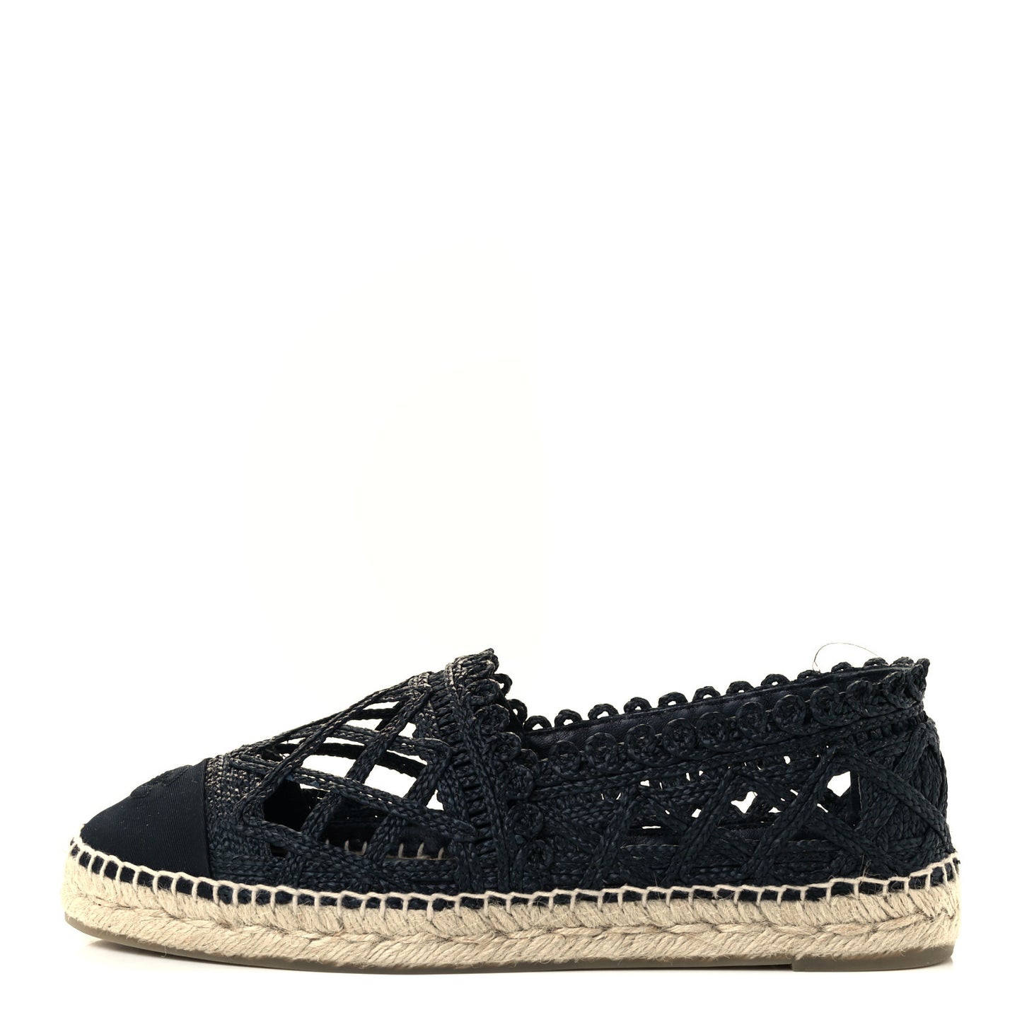 Woven Fabric Grosgrain CC Espadrilles 41 Black