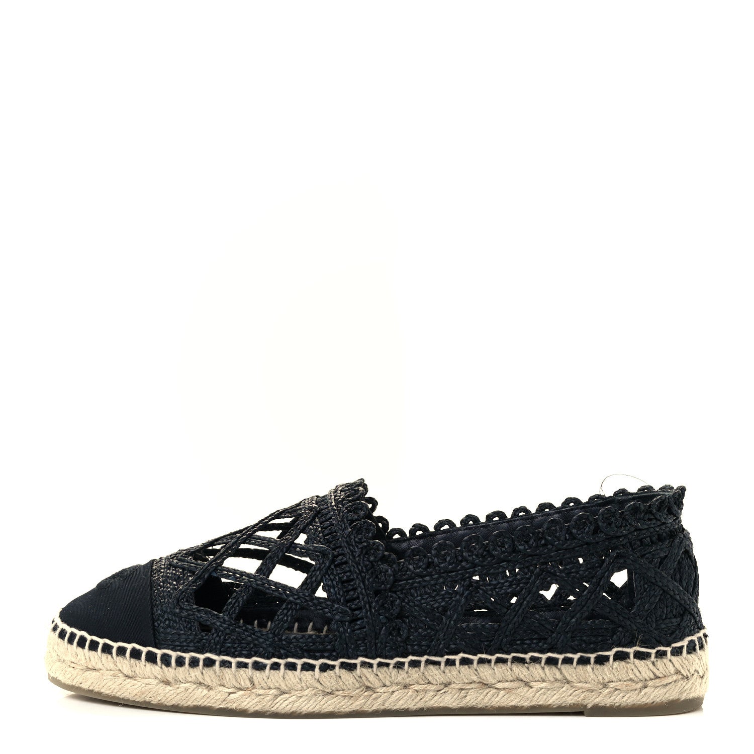 Chanel Woven Fabric Grosgrain CC Espadrilles 41 Black 1 of 12