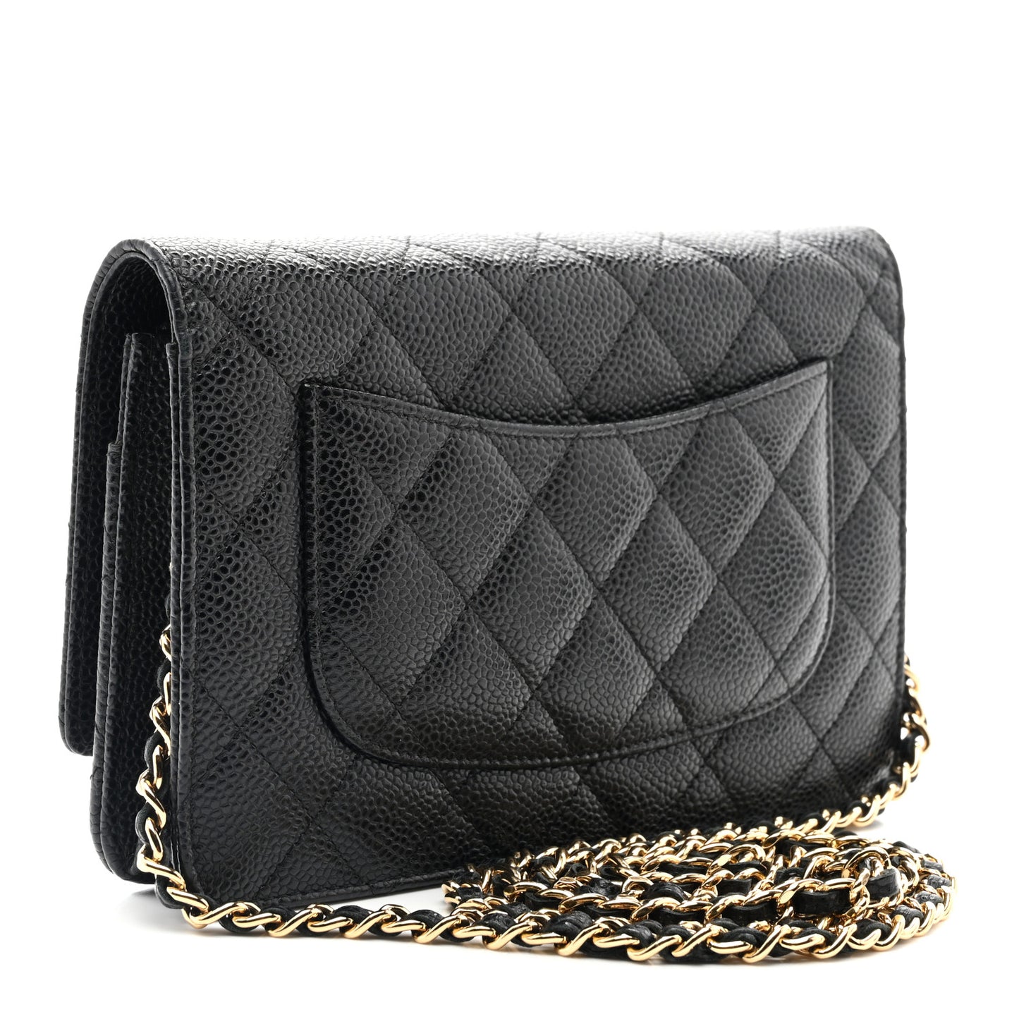Caviar Quilted Wallet on Chain WOC Black