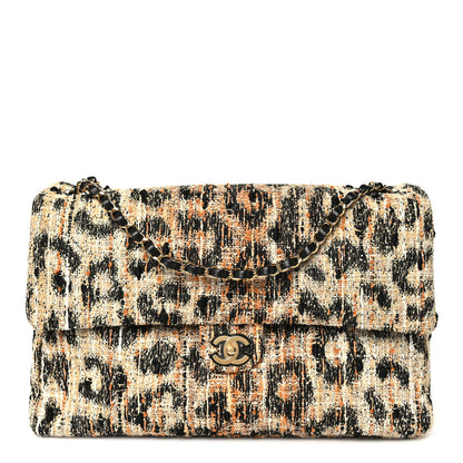 Chanel Tweed Mixed Fibers Leopard Print Souplissimo Maxi Flap Brown Black White 1 of 11