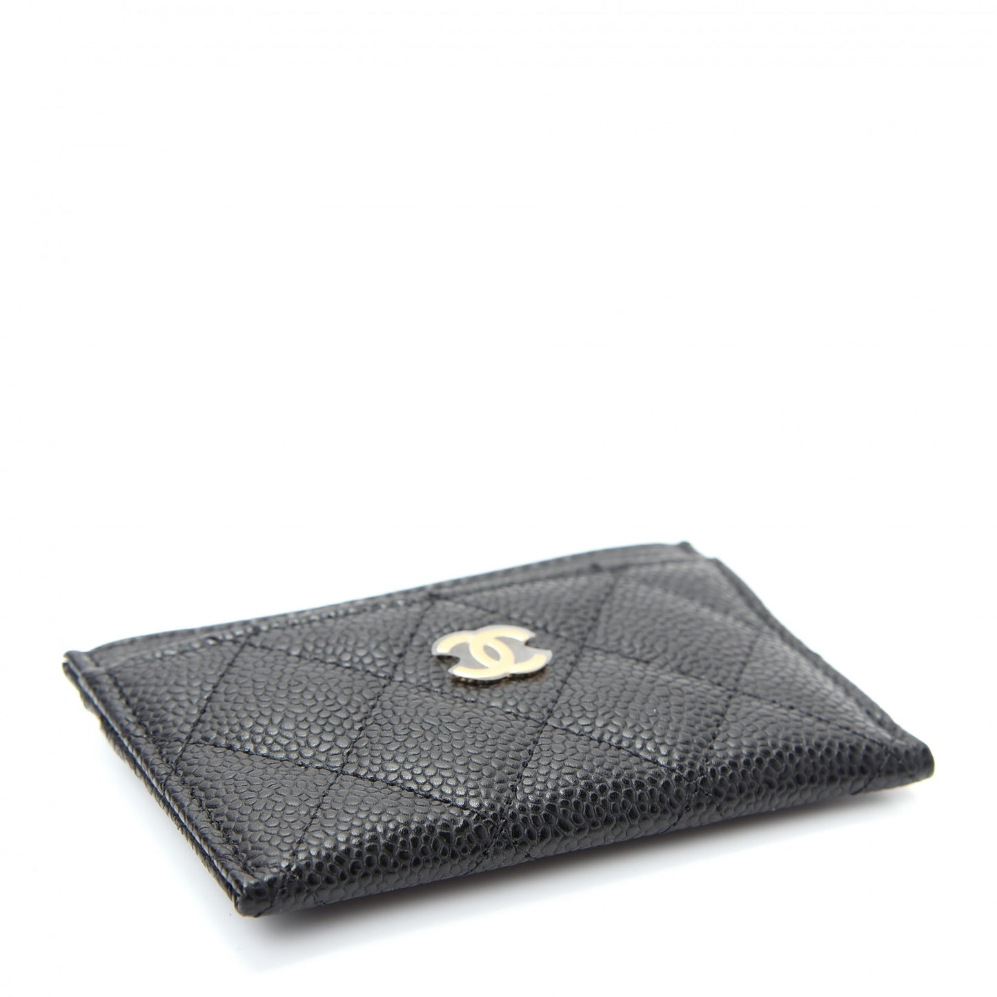 Caviar Quilted Card Holder Black