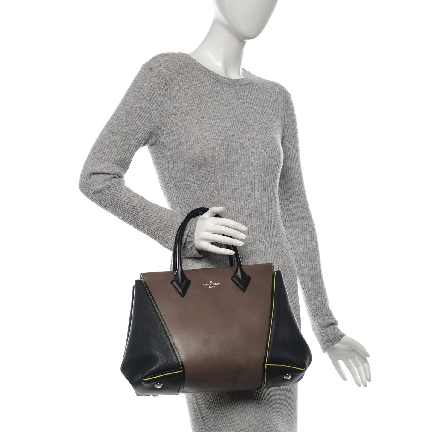 Veau Cachemire Cuir Orfevre Tote W PM Gris Neon