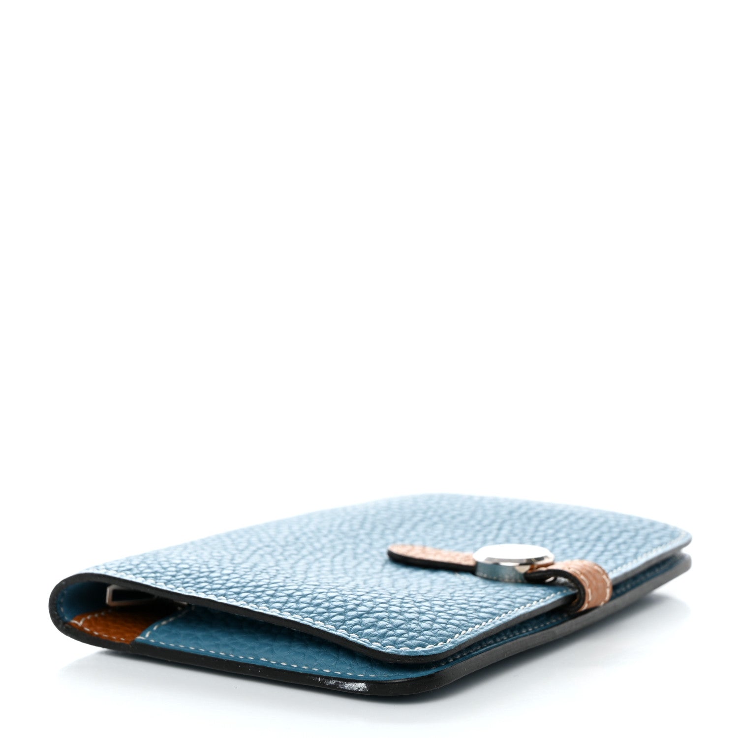 Hermes Togo Verso Dogon Compact Wallet Blue Jean Gold 4 of 10