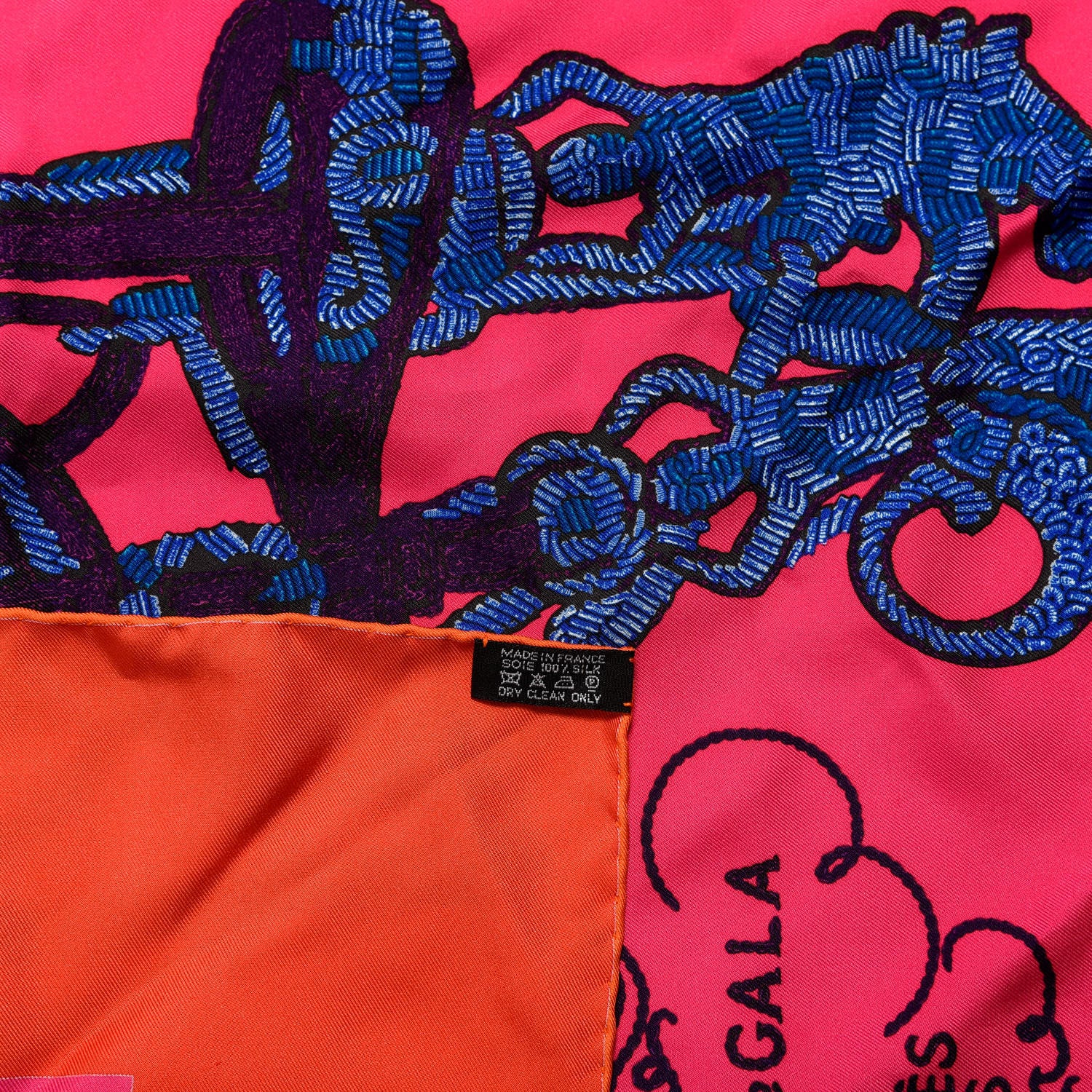 Hermes Silk Brides De Gala Brode Scarf 90 Vermillon Rose Vif Violet 4 of 4