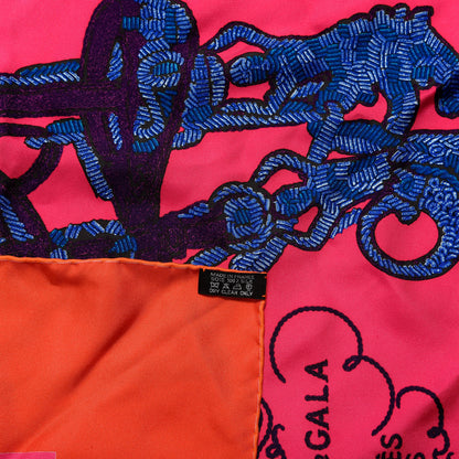 Hermes Silk Brides De Gala Brode Scarf 90 Vermillon Rose Vif Violet 4 of 4