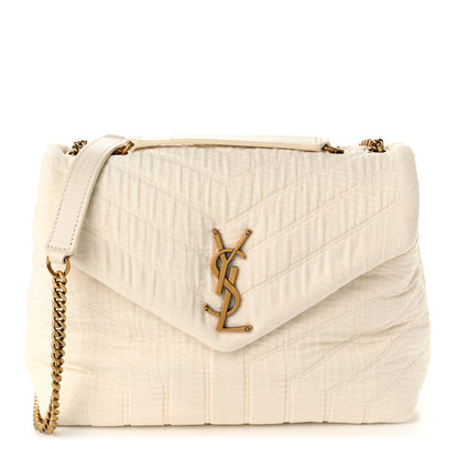 Saint Laurent Cotton Gauze Y Quilted Monogram Small Loulou Chain Satchel Vanilla Ice 1 of 10