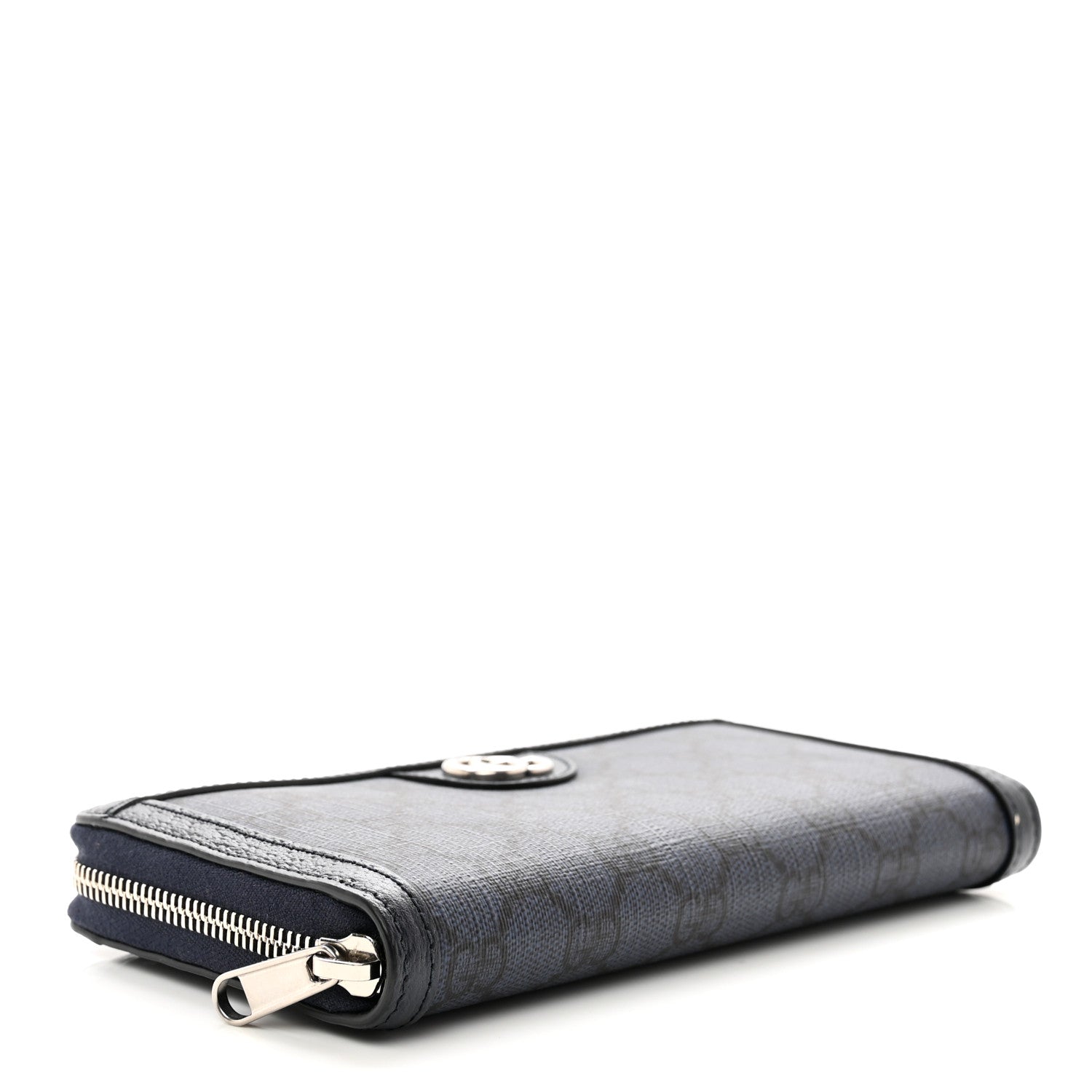 Gucci GG Supreme Monogram Textured Dollar Calfskin Ophidia Zip Around Wallet Blue Dark Blue 4 of 7